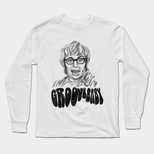 Austin Powers Sketching portrait - groovy baby Long Sleeve T-Shirt